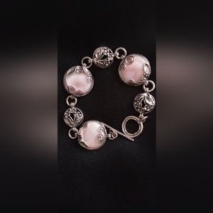 Silver & Pink Stone Bracelet